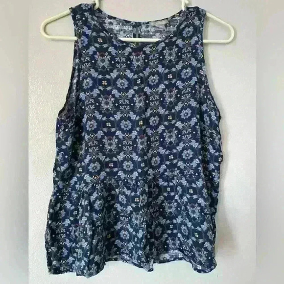 ❤️ Medium Falls Creek Navy Blue Floral Tank Top - Picture 1 of 5
